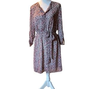 Daniel Rainn Brown Orange Leopard Print Lightweight Fully Lined Dress Like New S